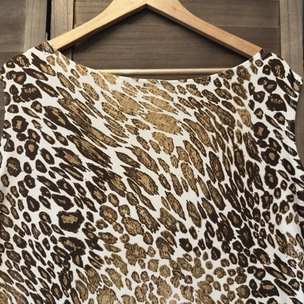 JMS Just My Size Leopard Print Damask Border Scoop Neck Sleeveless Shift Dress‎